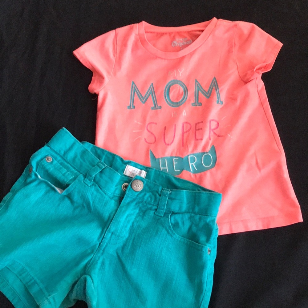 Girls jean shorts and t-shirt
